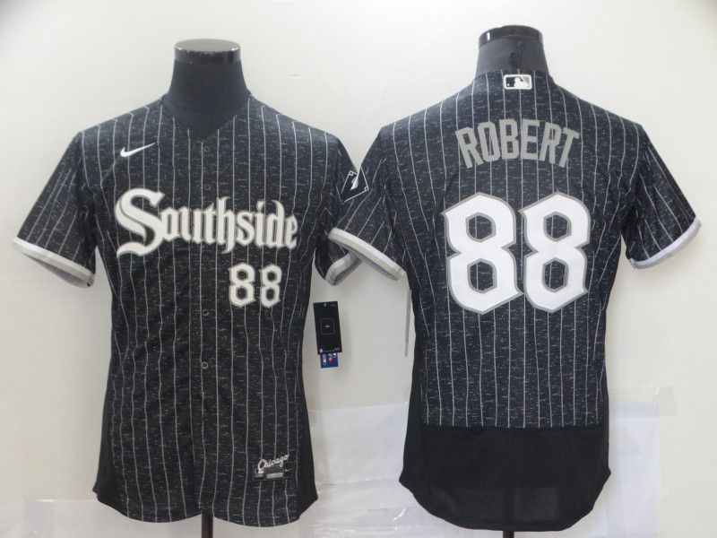 Men Chicago White Sox 88 Robert City Edition Black Elite Nike 2021 MLB Jerseys